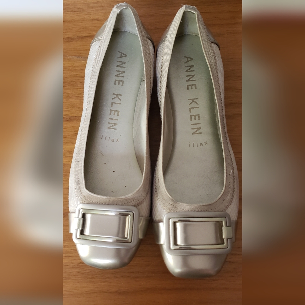 Anne Klein Women's Beige Loafers with Buckle